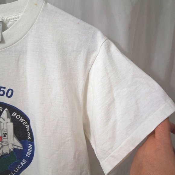 Vintage NASA Columbia Shuttle T-shirt 50th Mission USML Astronats White Medium - Picture 10 of 12